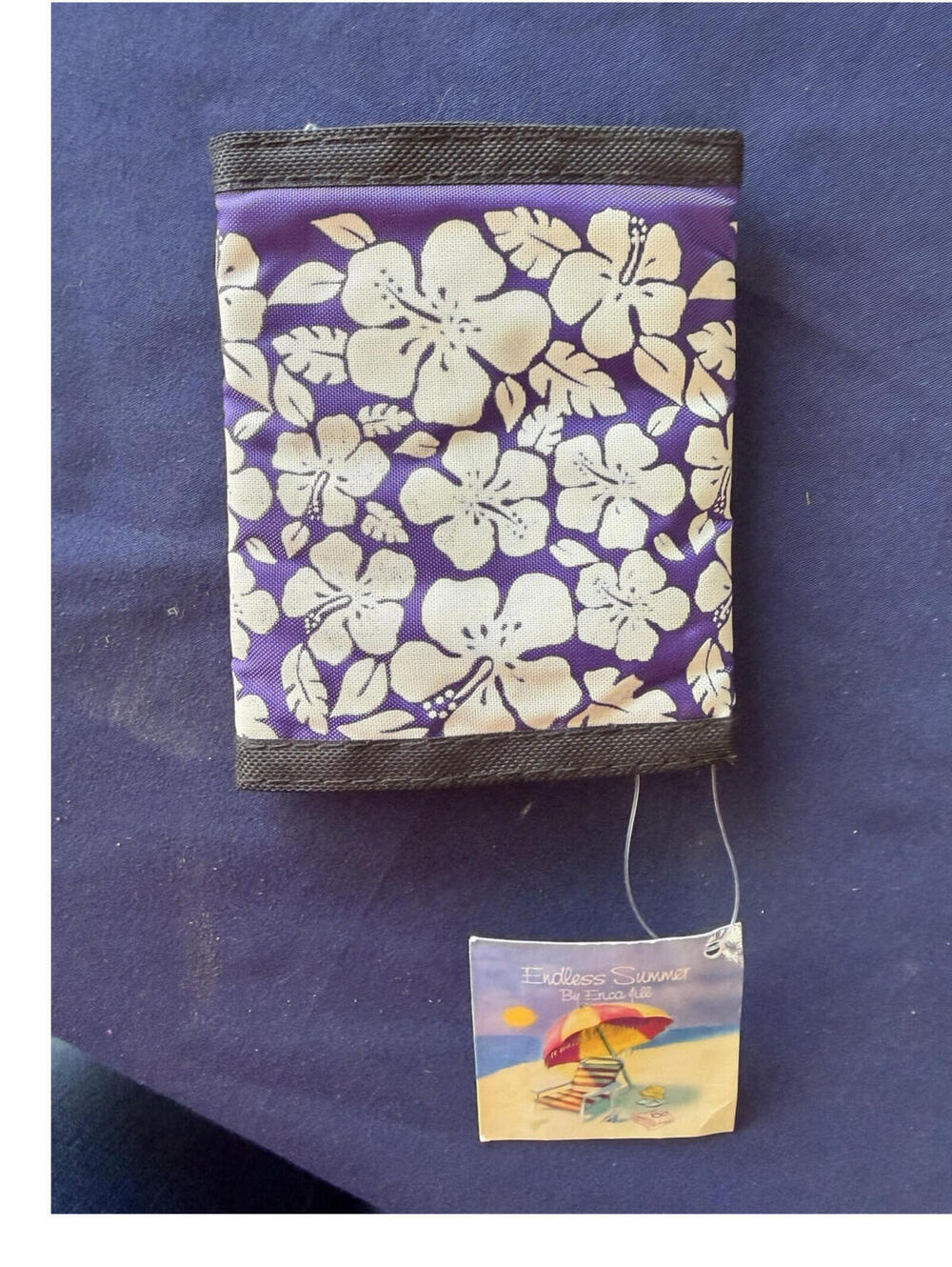 Endless Summer By Erica Lee Purple Floral Tri Fold Wallet ID Window Zipper